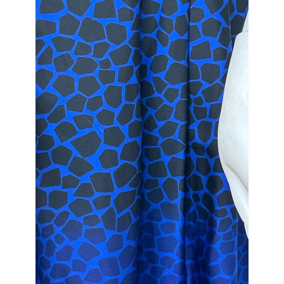 Ann Taylor Loft Petites Dress 2P Blue Black Leopard Print Ombré Mini Fit Flare - Picture 3 of 10